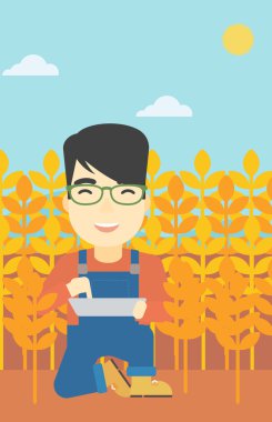 Tablet bilgisayarda alan adamla.