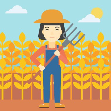 Dirgen vektör çizim ile kadın çiftçi.