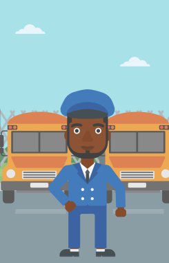 Okul otobüsü sürücüsü vektör çizim.