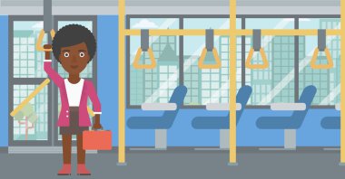 Woman traveling by public transport.
