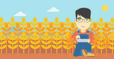 Tablet bilgisayarda alan adamla.