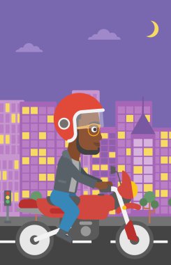 Adam sürme motosiklet vektör çizim.