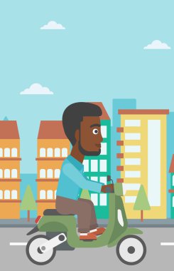 Scooter vektör illüstrasyonu kullanan adam.