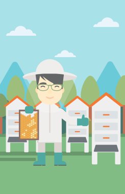 Apiary vektör illüstrasyonda arı-kaleci.