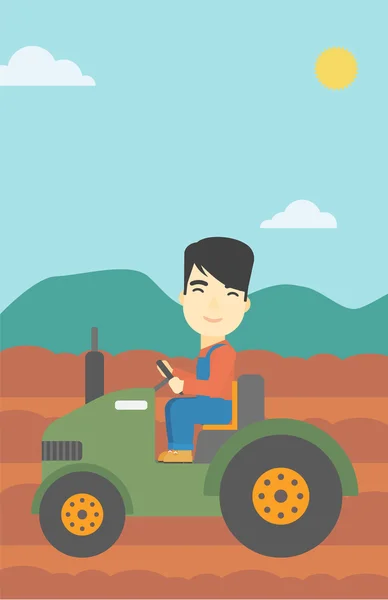 Farmer condução tractor vetor ilustração . —  Vetores de Stock