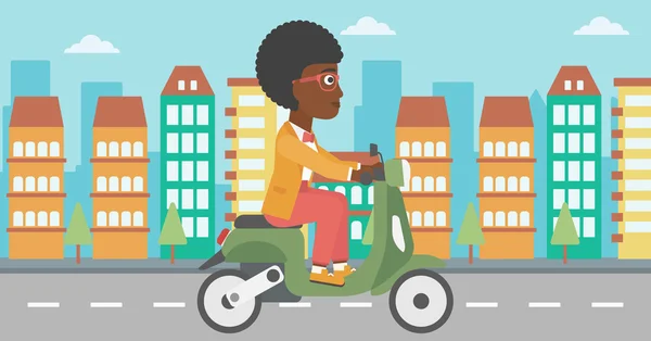 Woman riding scooter vector illustration. — Stock Vector