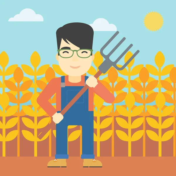 Boer met pitchfork vectorillustratie. — Stockvector