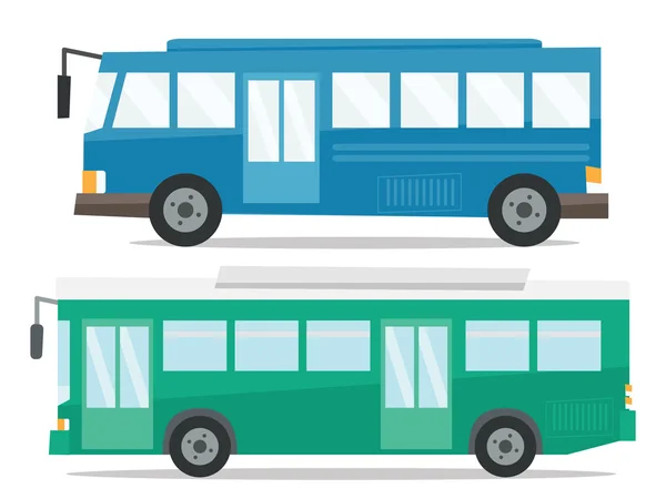 Vista lateral de dos autobuses urbanos vector ilustración . — Vector de stock
