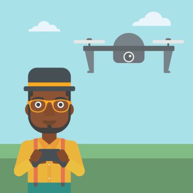 Adam uçan uçak vektör çizim.