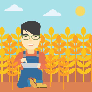 Tablet bilgisayarda alan adamla.