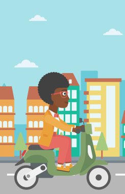 Kadın binicilik scooter vektör çizim.