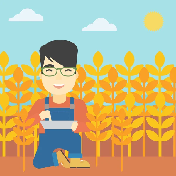 Tablet bilgisayarda alan adamla.