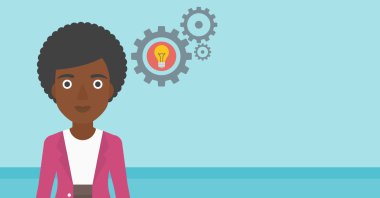 Vektör çizim çiçek soğanı ve vites kadına.