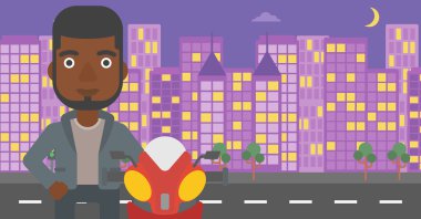 Motosiklet kask vektör çizim erkekte.