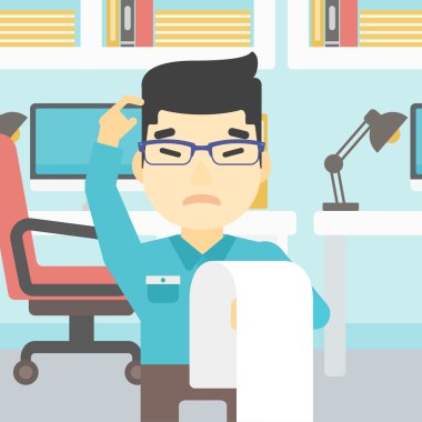 Uzun fatura vektör illüstrasyon ile İşadamı.