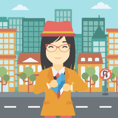 Kadın koyarak zarf içinde cep.