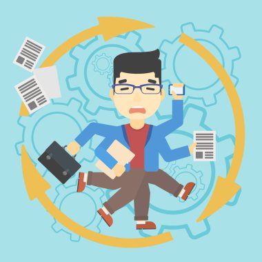 İşadamı Multitasking ile başa çıkma.