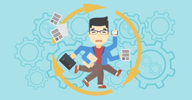 İşadamı Multitasking ile başa çıkma.