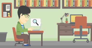 İşadamı laptopuyla çalışıyor..