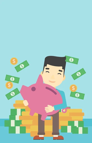 Empresário com ilustração vetorial piggy bank . — Vetor de Stock