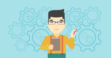 Kalem vektör illüstrasyonlu işadamı.