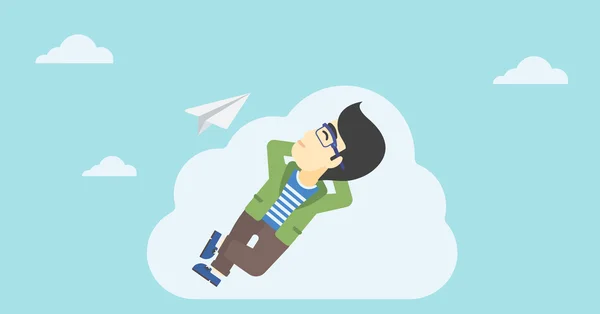 Businessman lying on cloud vector illustration. — Stock Vector