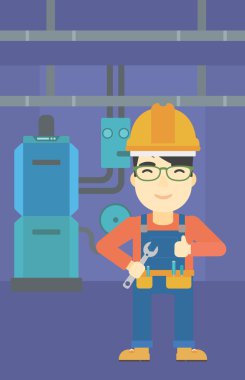 Somun anahtarı ile neşeli repairer.