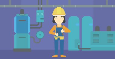 Somun anahtarı ile neşeli repairer.