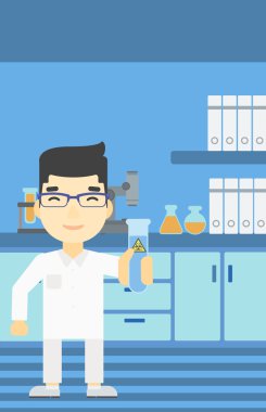 Bilim adamı tüp vektör çizim ile.