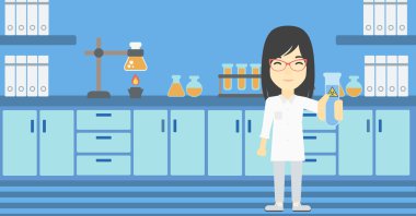 Bilim adamı tüp vektör çizim ile.