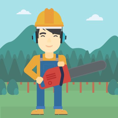 Oduncu chainsaw vektör çizim ile.