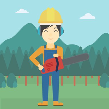 Oduncu chainsaw vektör çizim ile.