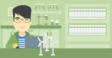 Adam masaya modeli Rüzgar türbinleri ile çalışma.