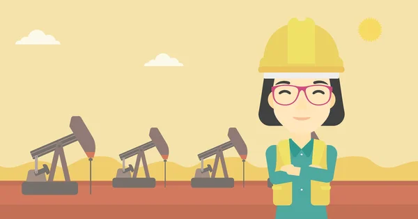 Ilustración de vectores de trabajadores petroleros confiados . — Vector de stock