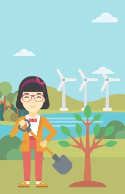 Kadın bitki ağaç vektör çizim.