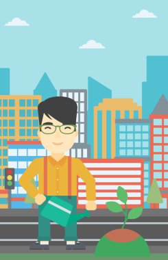 Adam ağaç vektör çizim sulama.