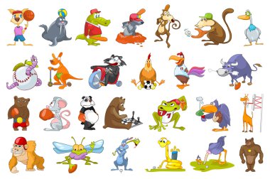 Vector set of animals sport illustrations. vector