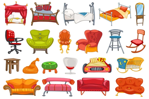 Conjunto vectorial de ilustraciones de muebles . — Vector de stock