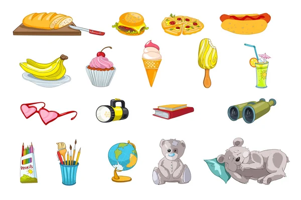 Vector set of food and kid things illustrations. — Stock Vector