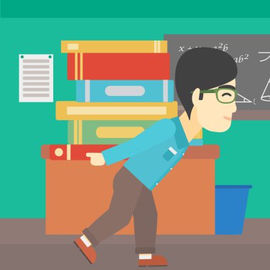 Öğrenci kitap vektör çizim yığını ile.