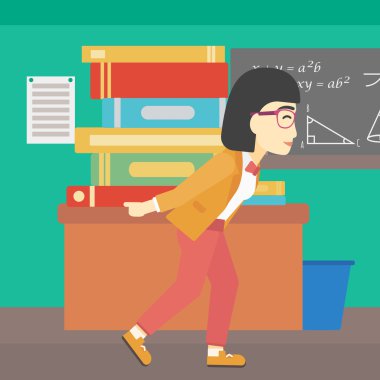 Öğrenci kitap vektör çizim yığını ile.