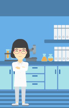 Kadın laboratuvar asistanı vektör çizim.