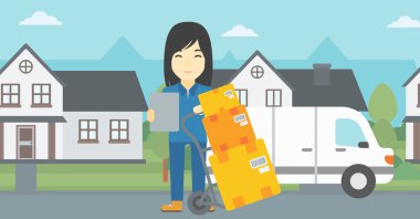 Karton kutular teslim kadınla.