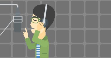 Şarkıcı kayıt şarkı vektör çizim.