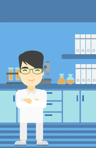 Manliga laboratorium assistent vektor illustration. — Stock vektor