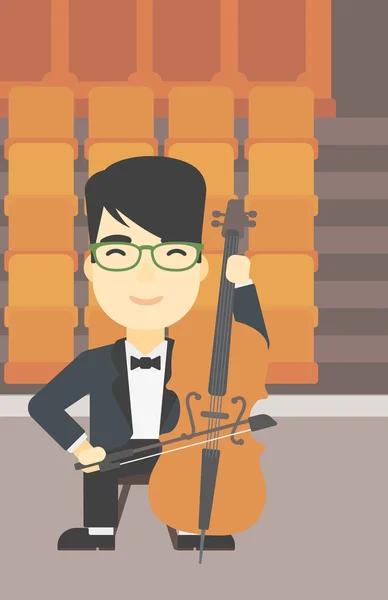 Uomo suonare violoncello vettoriale illustrazione . — Vettoriale Stock