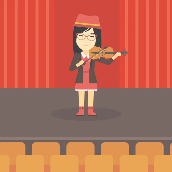 Mujer tocando el violín vector ilustración . — Vector de stock