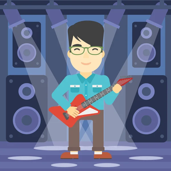 Músico tocando la guitarra eléctrica. — Vector de stock