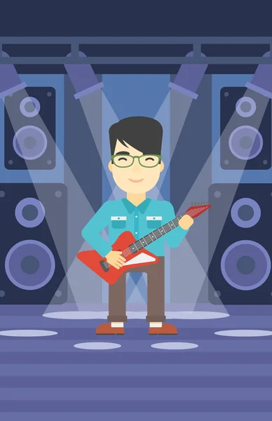 Μουσικός που παίζει ηλεκτρική κιθάρα. — Διανυσματικό Αρχείο