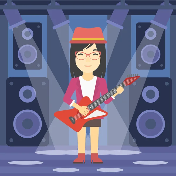 Musician playing electric guitar. — Stock Vector